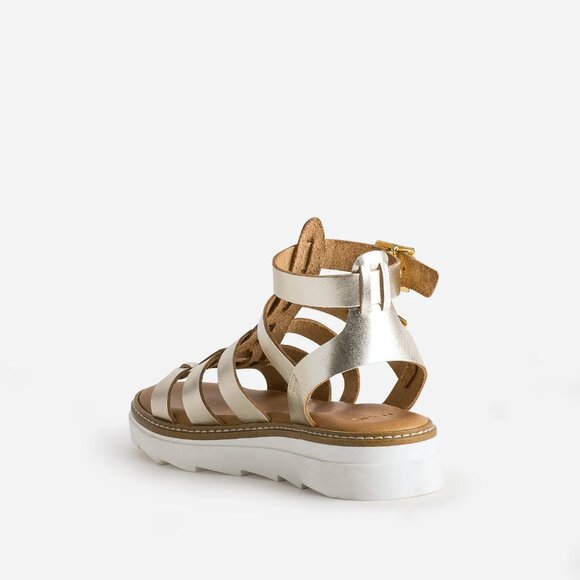 NEW CARLO PERA Made In Italy Leather Gladiator Sandals Platinum for women 563mn - Picture 4 of 9